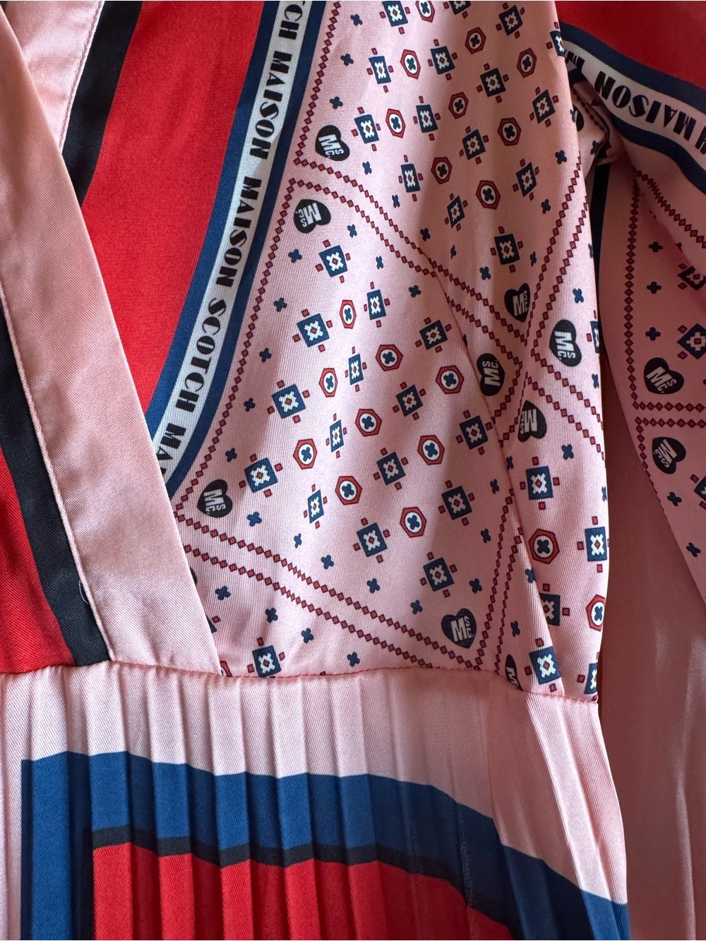 Scotch & Soda Thalia Scarf Print Pleated Midi Dress Pink Large - Picture 6 of 16